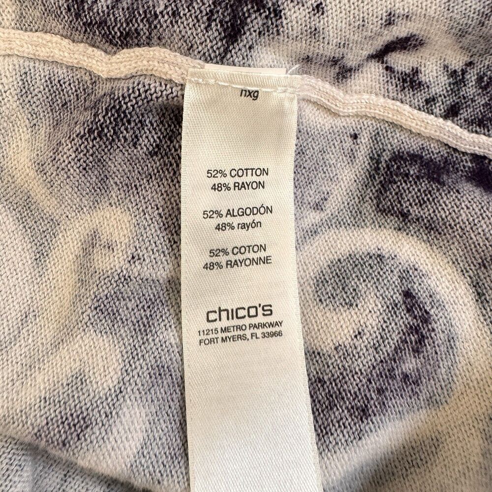 Chico's Cardigan Sweater 3 / XL Paisley Long Sleeve Purple Blue Cotton Knit - Picture 8 of 10